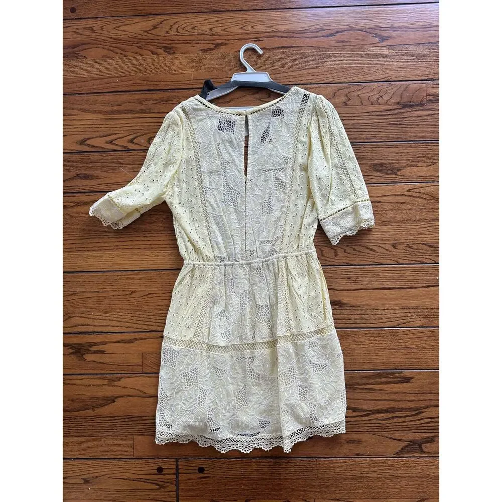 LoveShackFancy Jobelle Mini Dress Lemon Sun size Small NWT - Picture 8 of 8